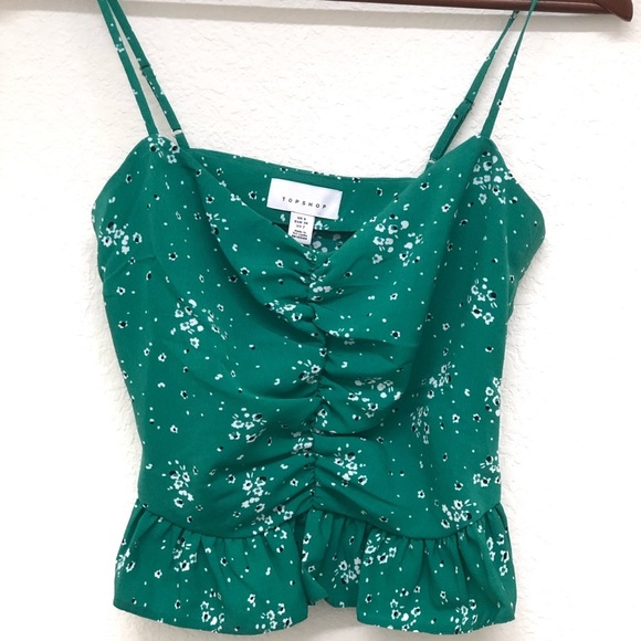 Topshop green floral peplum cami - Picture 2 of 4